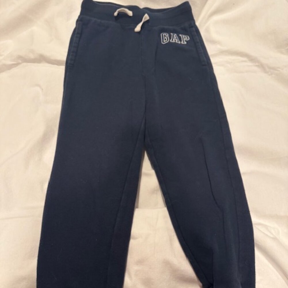 Gap Kids Navy Blue Logo Straight Leg Pull-On Sweatpants/Joggers (Size M)